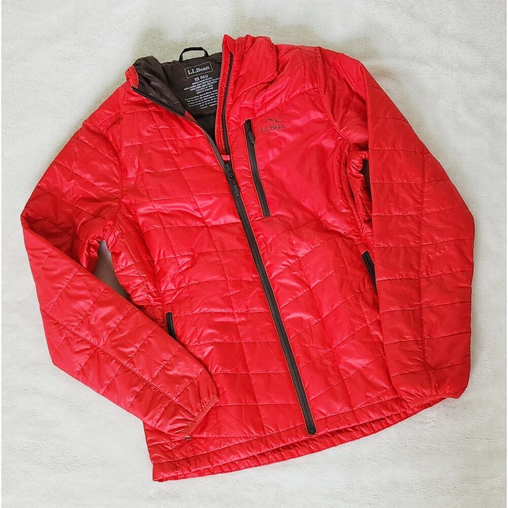 L.L.Bean Primaloft Packaway hooded jacket Deep Coral Size XS Regular